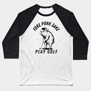 Funny Golf Playing -Pig design Baseball T-Shirt